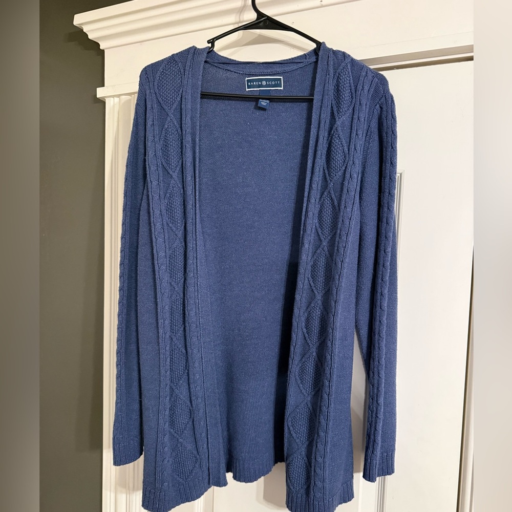 Scott Cable Knit Open Cardigan - Navy